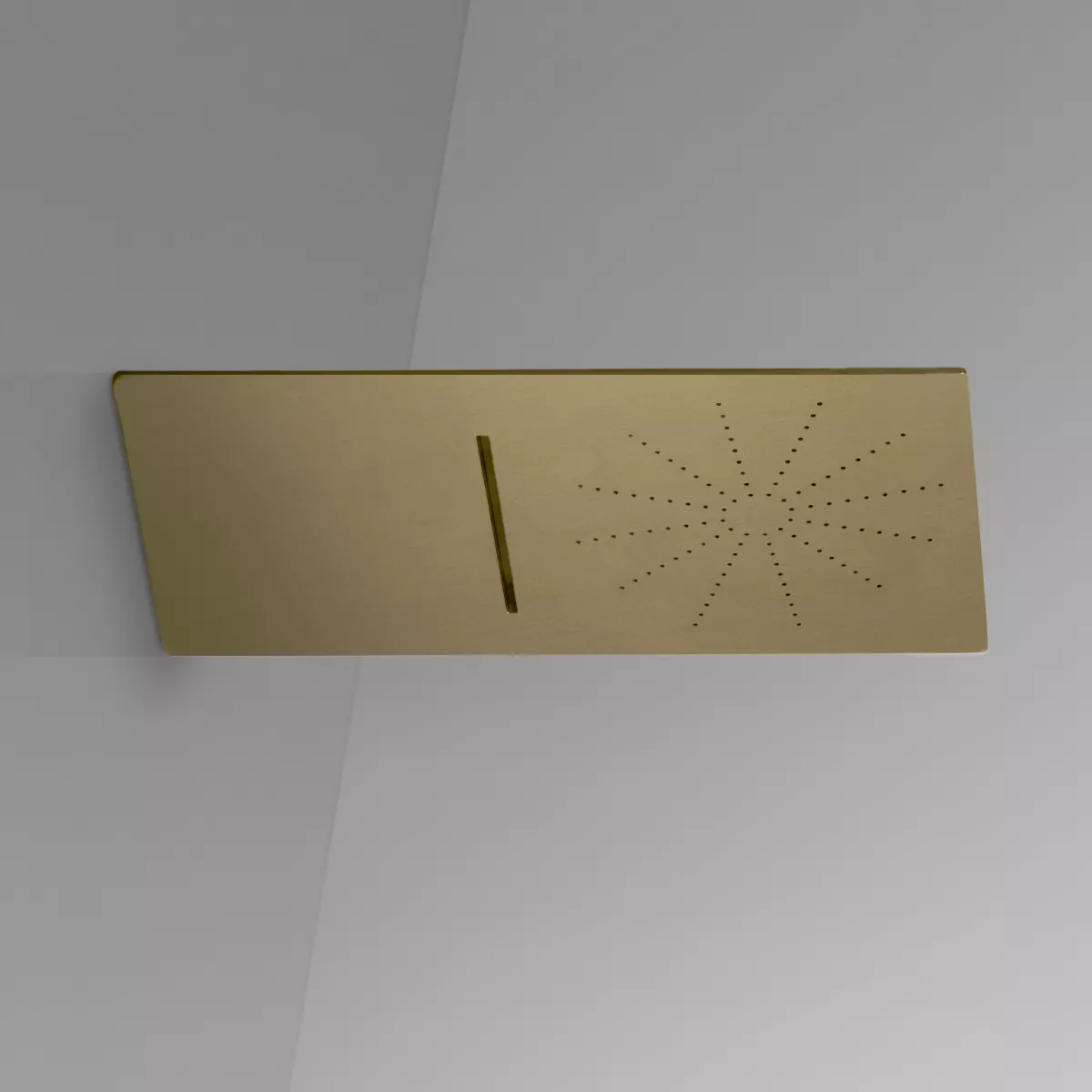 cea FRE294 2-Wege-Kopfbrause mit Regenstrahl und Wasserfallstrahl, Breite: 30cm, Tiefe: 55cm, light gold satiniert - FRE294XS
