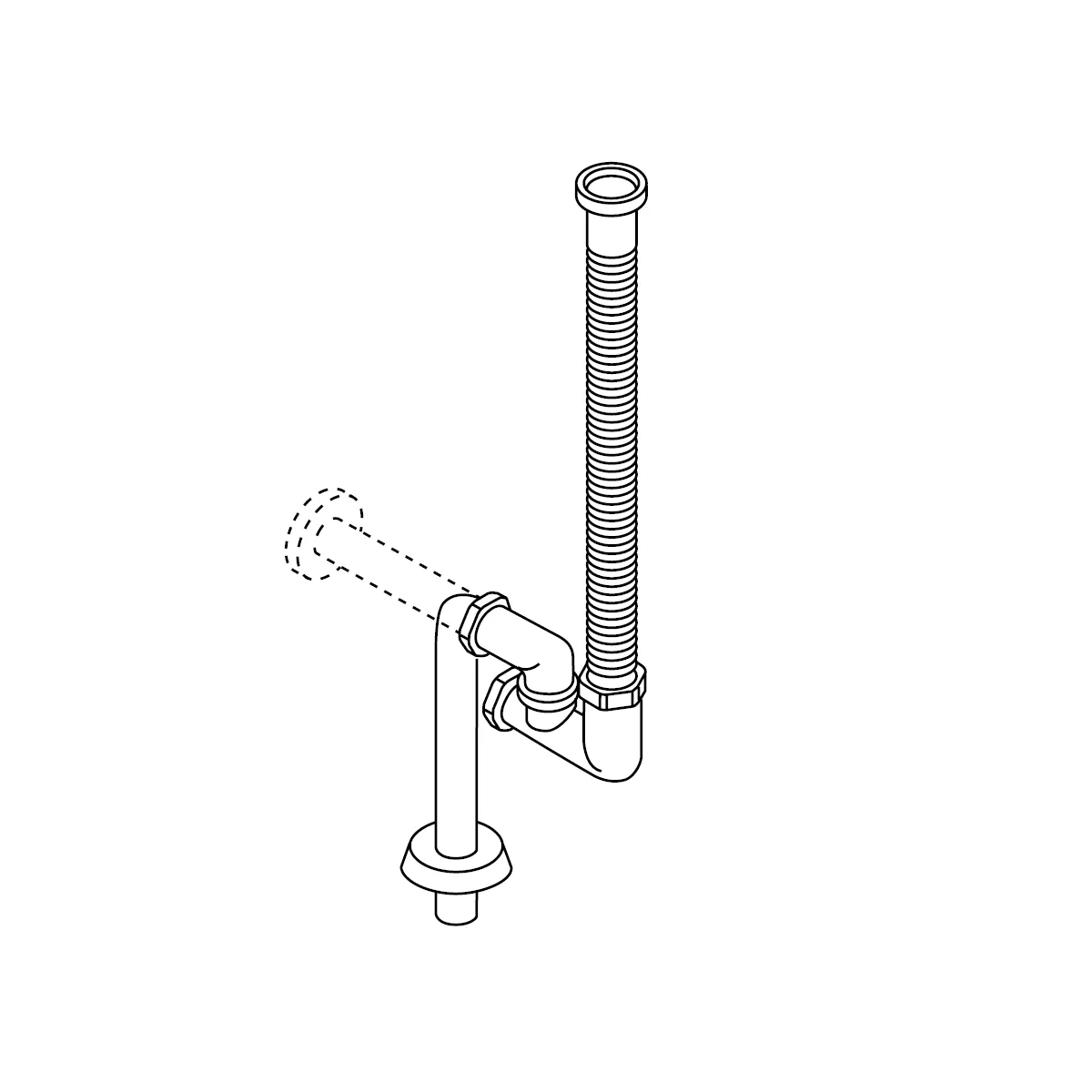 Agape flexibler 1”1/4 Siphon aus PVC für Abfluss in der Wand oder im Boden, Ausdehnung von 380 bis 870 mm, weiß matt - MET0519