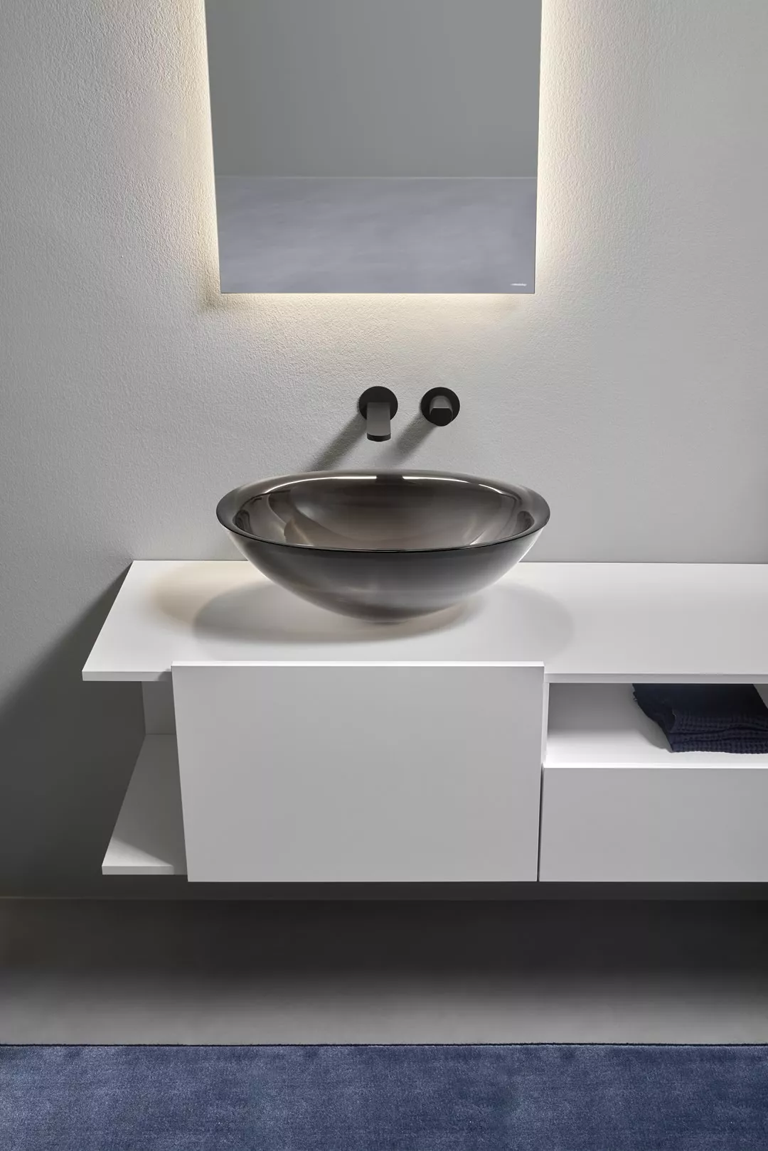 antoniolupi SERVO ovales Aufsatzbecken aus Cristalmood®, Breite: 54cm, Tiefe: 40cm, fumé-SRTR54C-FUME