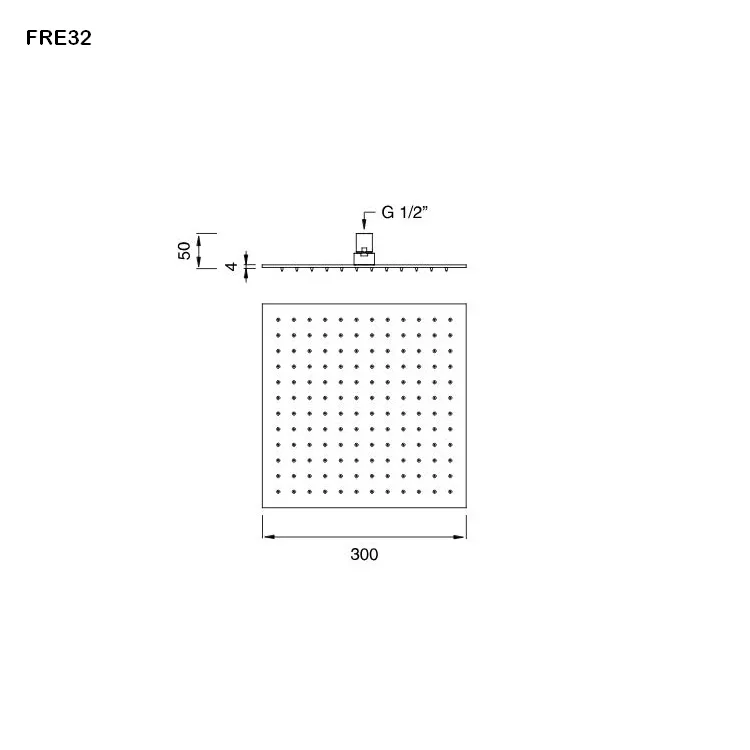cea FRE 32 quadratische Kopfbrause, slim, 300x300mm, edelstahl satiniert-FRE32S