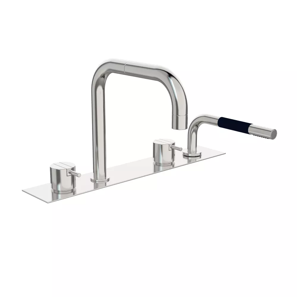 vola BK10 Wannen-Einhebelmischer mit Brause für Fliesenbank, Ausladung:200mm, Hebel:25mm, chrom-BK10-16
