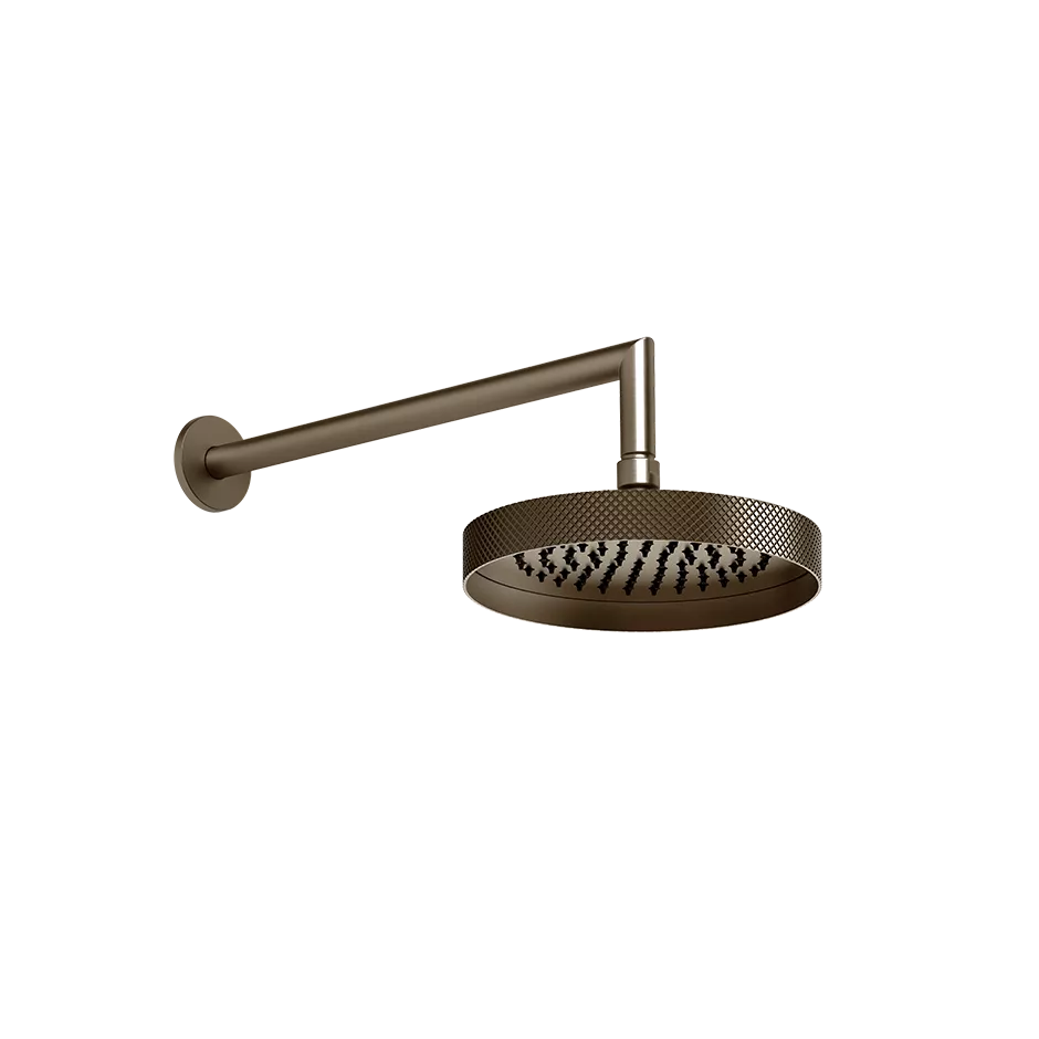 Gessi ANELLO Antikalk-Kopfbrause zur Wandmontage, Durchmesser: 218mm, mit Gelenk und Wandarm 342mm, Funktion: Regen, 1/2 Anschluss, bei 3 bar Druck ca. 9 l/min, Oberfläche Diamantato, coffee bronze gebürstet PVD - 63448761