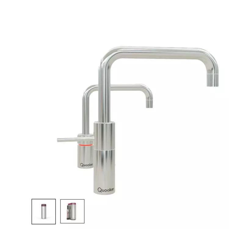 Quooker Nordic Square Twintaps Mischbatterie und Kalt- und Kochendwasserspender für Warmwasseranschluss-3NSCHRTTCUBE