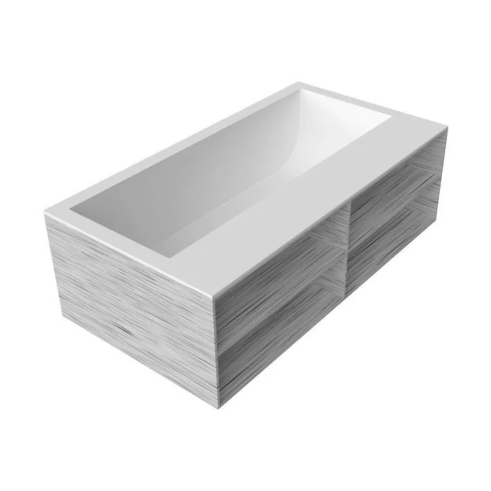 antoniolupi BIBLIO Badewanne mit Frontablagefächern mit Holzverkleidung, 170x90x53,5cm, rovere naturale, Ablaufgarnitur weiß matt-BIBLIO54_ROVERE_NATURALE