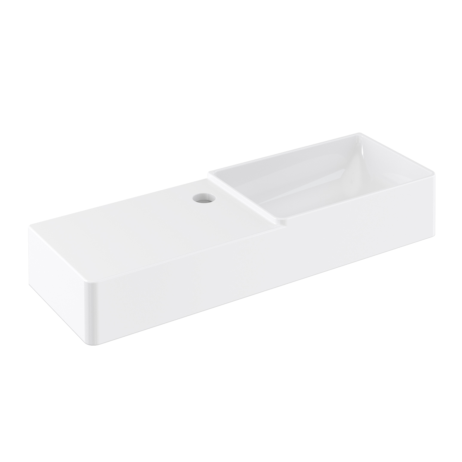 cosmic FANCY Wand-Waschbecken ohne Ablaufgarnitur, 60x20x15cm, Beckenposition rechts, weiß glänzend - WJC747L1001530