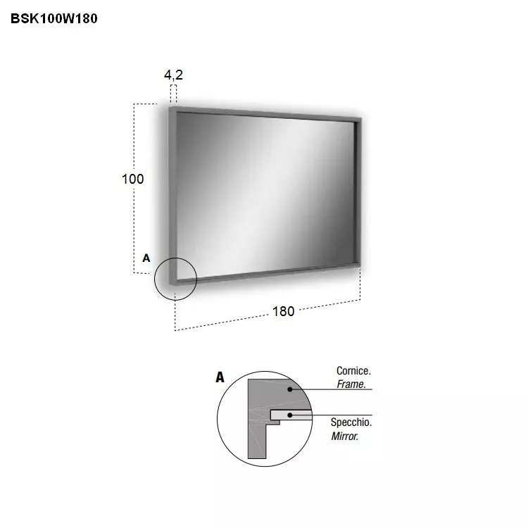 antoniolupi BESPOKE rechteckiger LED-Spiegel, 4000K-BSK100W180