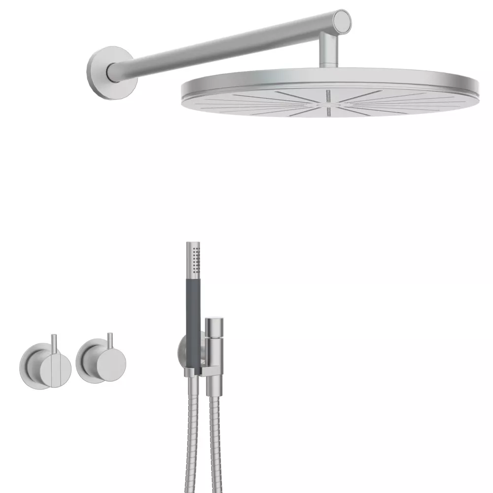 vola 2471-061 Unterputz-Brause-Einhebelmischer mit 2-Wege-Umstellung, Wand-Regenbrause 060, Hebel:25mm, edelstahl-2471-061-40