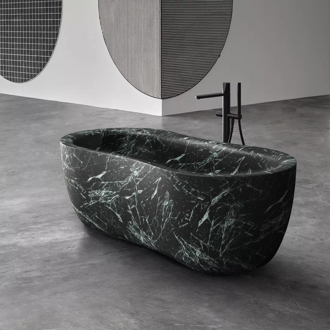 antoniolupi FIDA freistehende Oval-Badewanne aus Naturstein, 170x80x55cm, verde alpi-FIDA-VERDEALPI