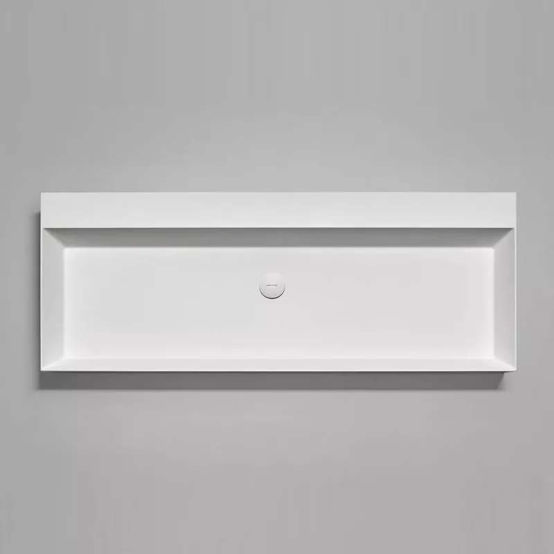 antoniolupi GESTOMOOD rechteckiges Aufsatzbecken, 126x50cm, ohne Hahnloch, weiß matt, Ablaufgarnitur weiß matt-GESTOMOOD126-2-0-0-AB